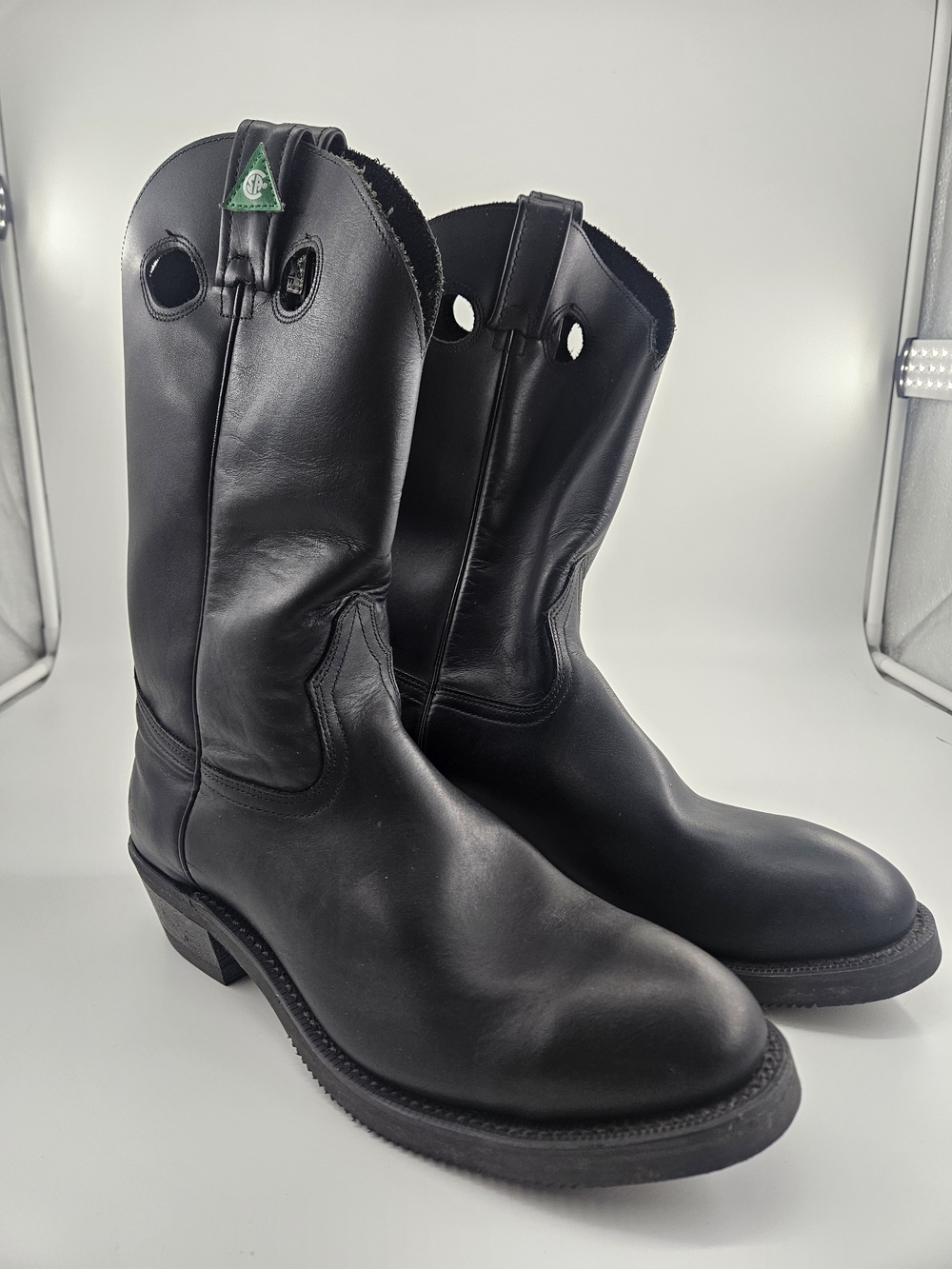 Canada West Western Boots Sz 9.5  Men’s Black Buffalo Leather CSA APPROVED,